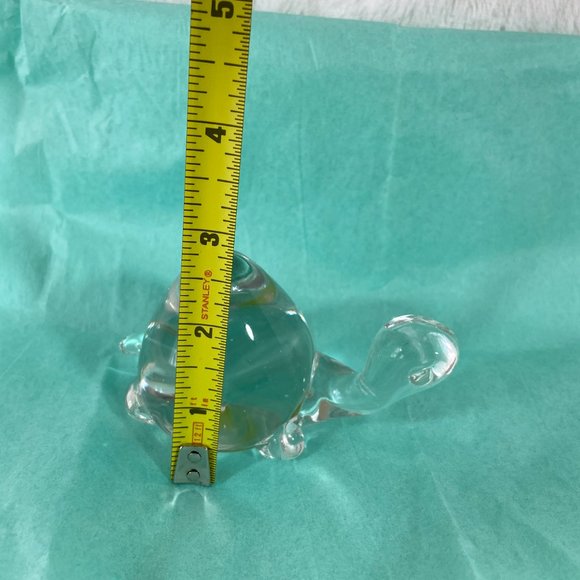 Vintage Art Glass Blown Glass paperweight Turtle clear - Picture 7 of 9